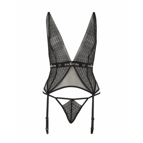 Напівпрозорий корсет Passion Exclusive Mirajane Corset чорний XXL/XXXL