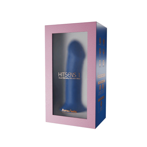 Двухслойный дилдо Adrien Lastic Hitsens 1 Blue, подходит для страпона, диаметр 4,5 см, длина 17,7 см.