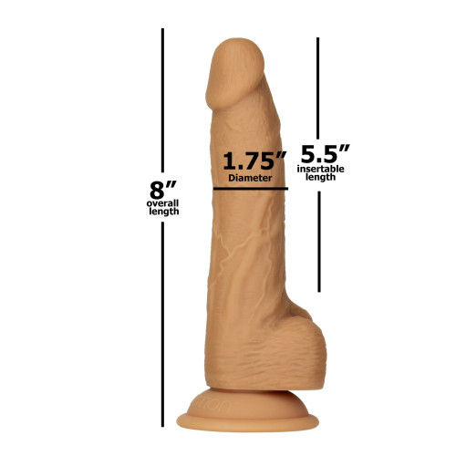 Фаллоимитатор ADDICTION Dual Density Silicone Dildo Caramel 8″, присоска, диаметр 4,3 см, виброшар.