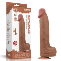 Фалоімітатор LoveToy Sliding-Skin Dual Layer Dong 14 Brown