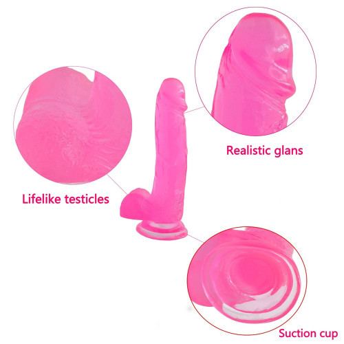 Фаллоимитатор с мошонкой LoveToy Jelly Studs Crystal Dildo Large 8 Pink