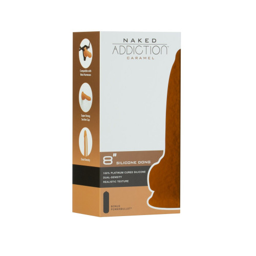 Фаллоимитатор ADDICTION Dual Density Silicone Dildo Caramel 8″, присоска, диаметр 4,3 см, виброшар.