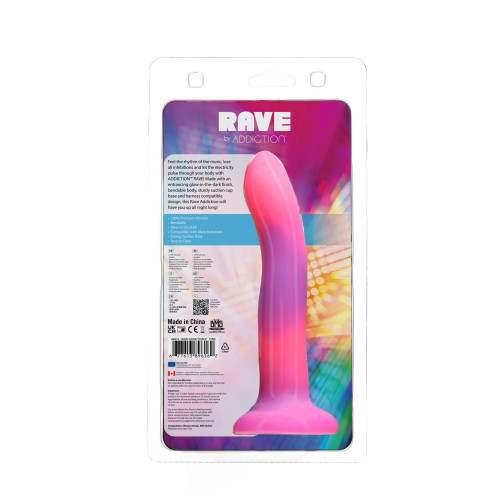 Светящийся в темноте фаллоимитатор ADDICTION Rave 8 Glow in the Dark Dildo Pink Purple, 20,3 см
