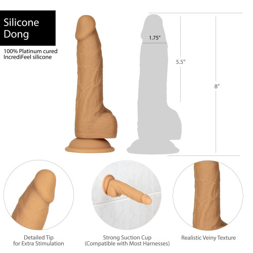 Фаллоимитатор ADDICTION Dual Density Silicone Dildo Caramel 8″, присоска, диаметр 4,3 см, виброшар.