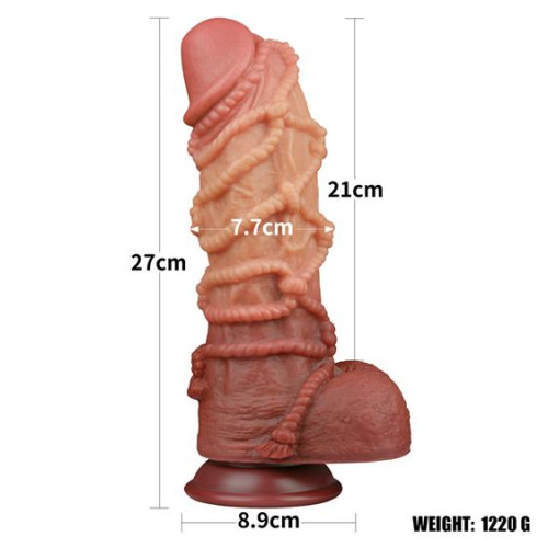 Фаллоимитатор LoveToy Dual-Layered Silicone Cock With Rope 10.5 Flesh