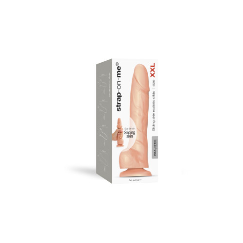 Реалістичний фалоімітатор Strap-On-Me Sliding Skin Realistic Dildo Vanille - XXL, ефект рухливої шкі