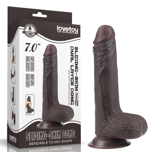 Фалоімітатор LoveToy Sliding-Skin Dual Layer Dong 7 460 Black