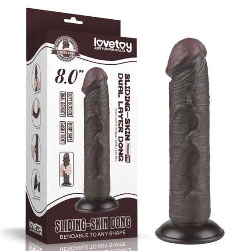 Фаллоимитатор LoveToy Sliding-Skin Dual Layer Dong 8 Black