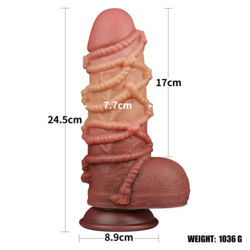 Фалоімітатор LoveToy Dual-Layered Silicone Cock With Rope 9.5 Flesh 932