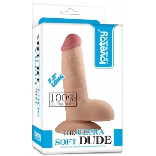 Фалоімітатор з мошонкою LoveToy Dildo The Ultra Soft Dude Тілесний 19 см