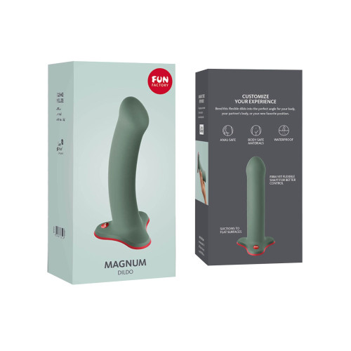 Фаллоимитатор Fun Factory MAGNUM, оливковый, очень гибкий, длина 18,3 см, диаметр 3,7 см.