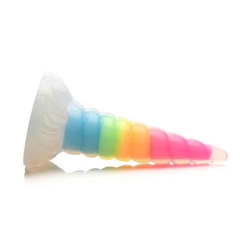 Фэнтезийный фаллоимитатор Creature Cocks Luminescent Rainbow Silicone Dildo