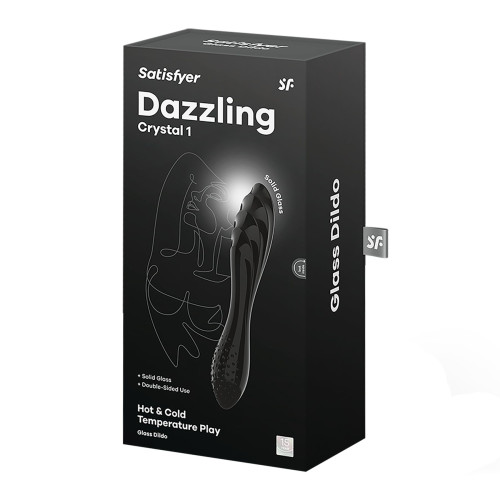 Двухсторонний стеклянный дилдо Satisfyer Dazzling Crystal 1 Black, очень крепкий, без стопера.