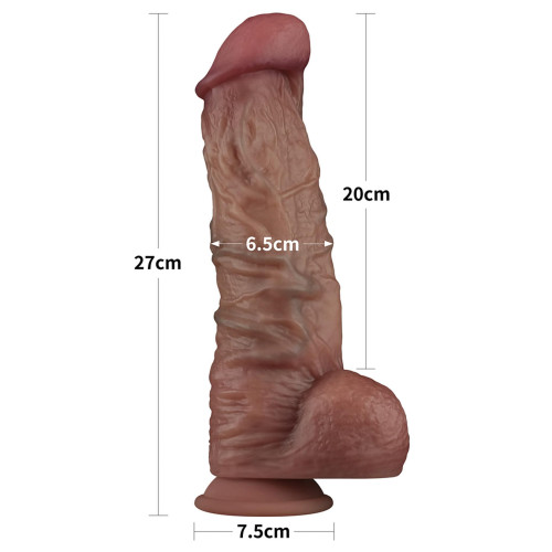 Фаллоимитатор LoveToy DualLoveToyLayered Silicone Cock XXL 10.5 Brown