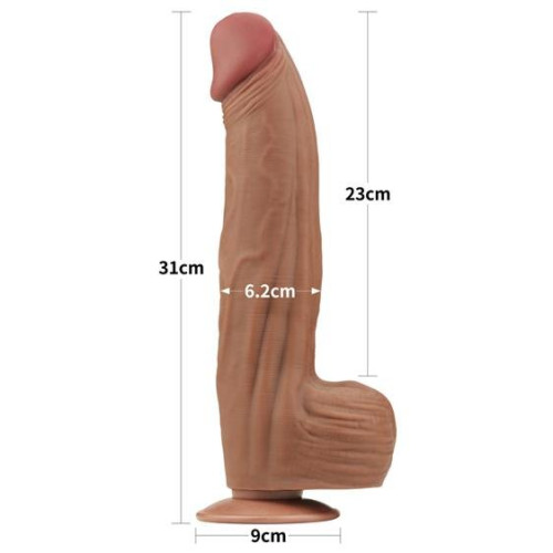 Фаллоимитатор LoveToy Sliding-Skin Dual Layer Dong 12 Brown