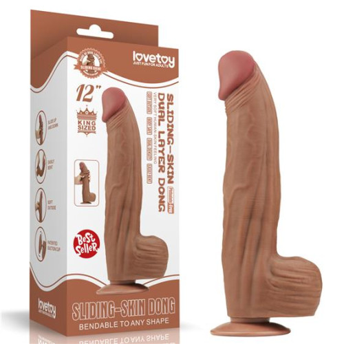 Фаллоимитатор LoveToy Sliding-Skin Dual Layer Dong 12 Brown