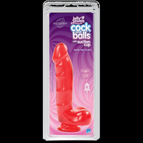 Фаллоимитатор Doc Johnson Jelly Jewels Cock and Balls with Suction Cup Красный