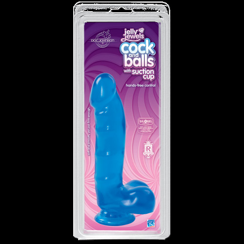 Фаллоимитатор Doc Johnson Jelly Jewels Cock and Balls with Suction Cup Голубой