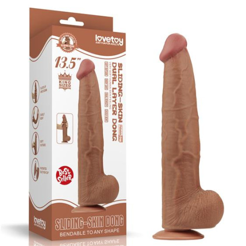 Фаллоимитатор LoveToy Sliding-Skin Dual Layer Dong 13.5 Brown