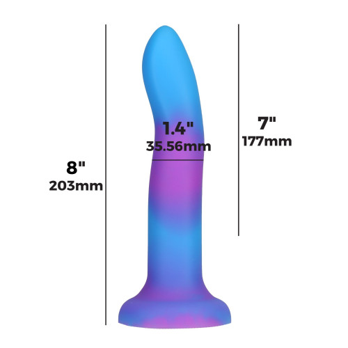 Светящийся в темноте фаллоимитатор ADDICTION Rave 8 Glow in the Dark Dildo Blue Purple, 20,3 см