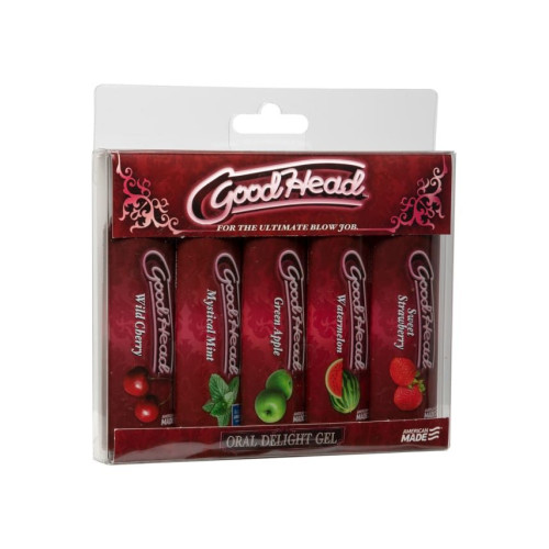 Смазка-гель для орального секса Doc Johnson GoodHead, набор 5х29мл, клубника, вишня, арбуз, мята, яблоко