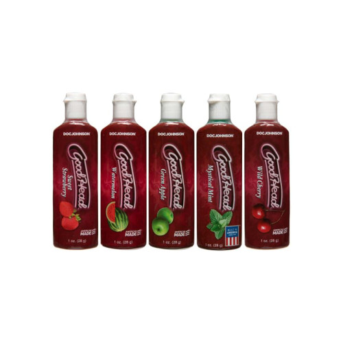 Смазка-гель для орального секса Doc Johnson GoodHead, набор 5х29мл, клубника, вишня, арбуз, мята, яблоко