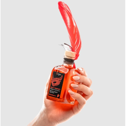 Набор Orgie съедобное массажное масло и перо КЛУБНИКА 150 мл