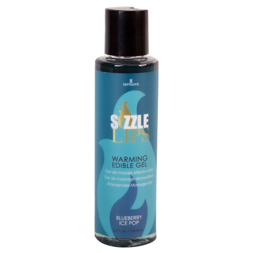 Согревающий массажный гель Sensuva Sizzle Lips Blueberry Ice Pop (125 мл), без сахара, съедобный