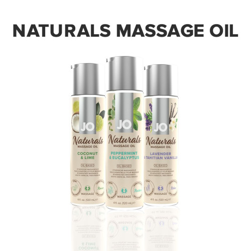 Массажное масло JO Naturals Massage Oil Peppermint & Eucalyptus с эфирными маслами (120 мл)