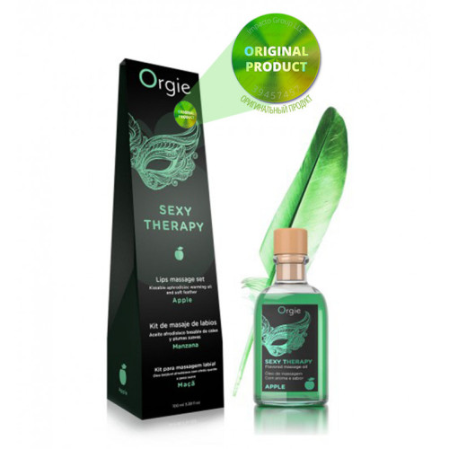 Набор Orgie съедобное массажное масло и перо ЯБЛОКО 150 мл