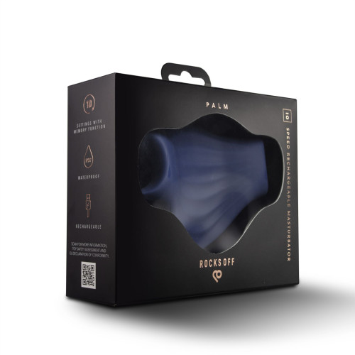 Мастурбатор Rocks Off Palm Blue, петлі для пальців, 10 режимів