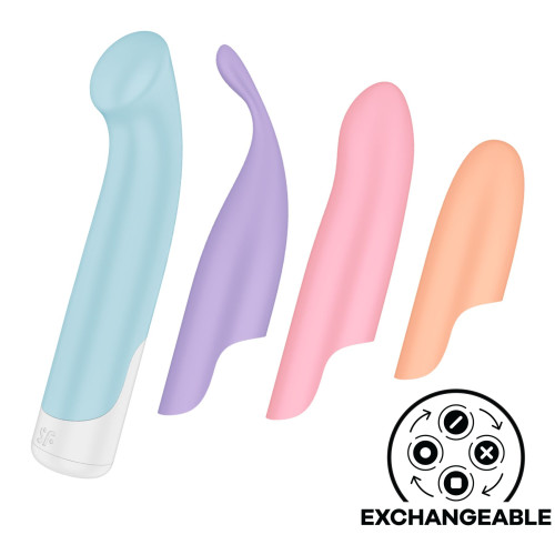 Набор 4-в-1 Satisfyer Playful Four, вибратор и 4 насадки, 12 режимов