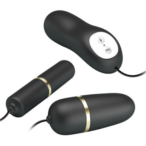 Виброяйцо с вибропулей Pretty Love Electric Stimulation Double Vibro-Bullets Black