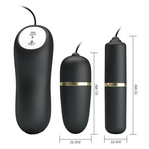 Виброяйцо с вибропулей Pretty Love Electric Stimulation Double Vibro-Bullets Black