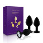 Набір анальних пробок із кристалом Rianne S: Booty Plug Set Чорні, діаметр 2,7см, 3,5см, 4,1см
