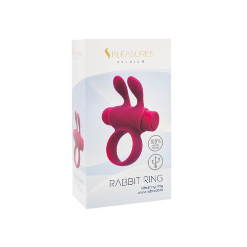 Ерекційне віброкільце S Pleasures Premium Rabbit Ring, рожеве, зі знімною віброкулею та вушками