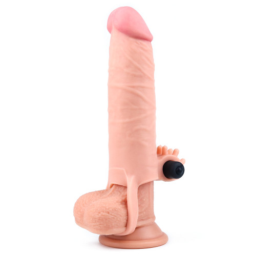 Удлиняющая насадка на пенис LoveToy Pleasure Extender Sleeve Vibro Телесная 054