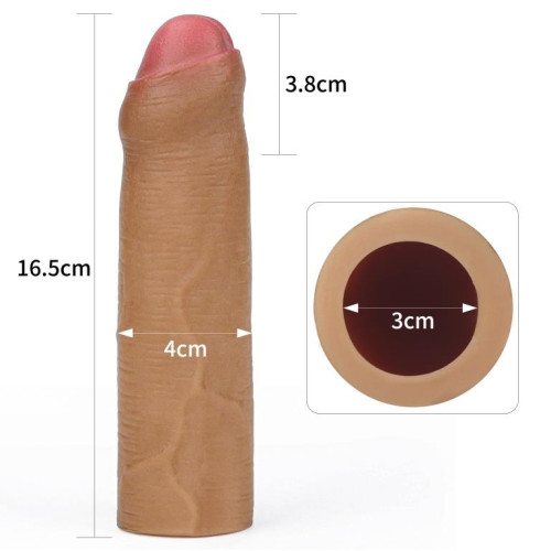 Насадка на член LoveToy Revolutionary Silicone Nature Extender Add 1 Brown 140