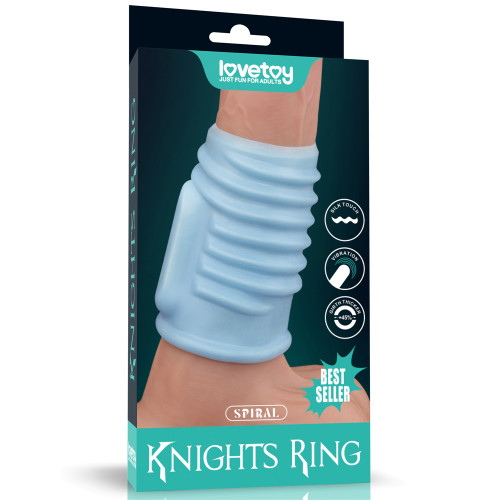 Насадка на член LoveToy Vibrating Spiral Knights Ring Blue