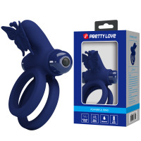 Эрекционное кольцо Pretty Love Powerful Vibro Butterfly Cock Ring Blue
