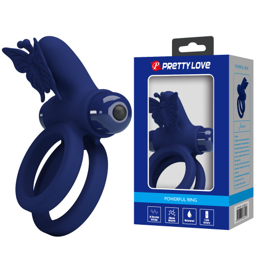 Ерекційне кільце Pretty Love Powerful Vibro Butterfly Cock Ring Blue