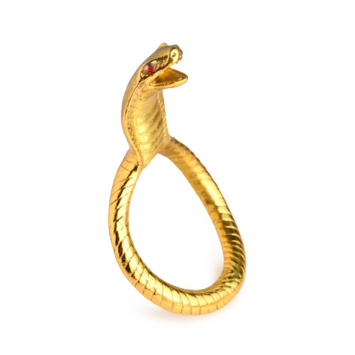 Эрекционное кольцо с головой кобры Master Series: Cobra King Golden Cock Ring