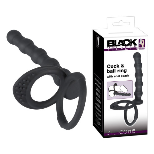 Насадка для двойного проникновения Black Velvets Cock & Ball Ring