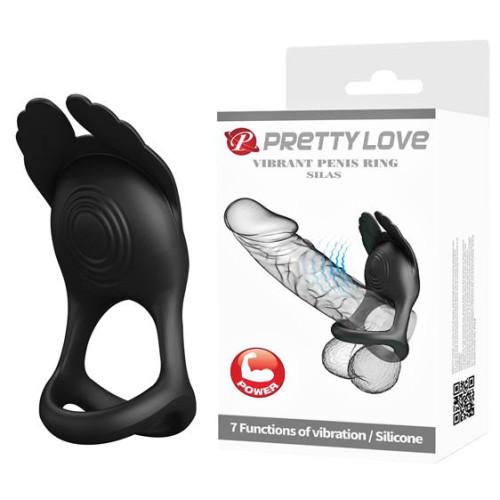 Эрекционное кольцо Pretty Love Silas Vibrant Penis Ring Black