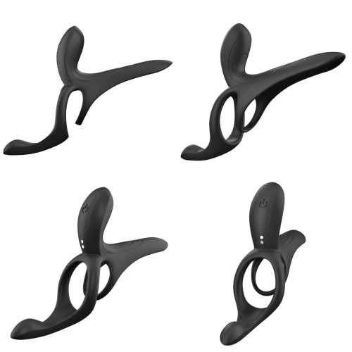 Вибрационное кольцо Erospace Men's Play Vibrating Cock Ring With Clitoral & Taint Stimulation B11