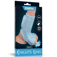 Насадка на член LoveToy Vibrating Ridge Knights Ring With Scrotum Sleeve Blue