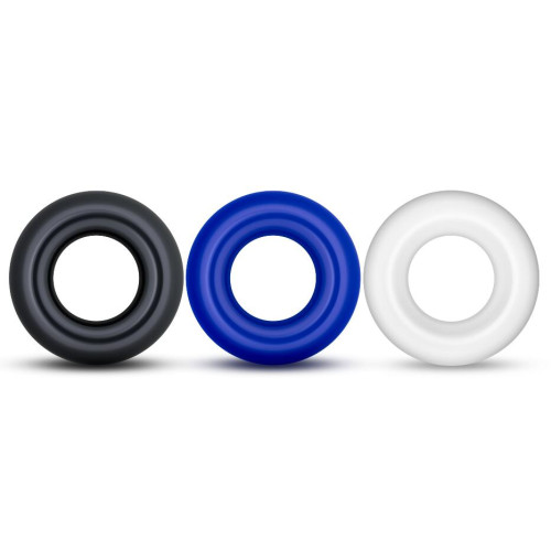 Эрекционные кольца LoveToy Power Plus Cockring Белое/Синее/Черное