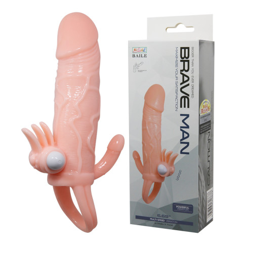 Насадка на член LyBaile Brave Men Vibrating Sleeve Телесная