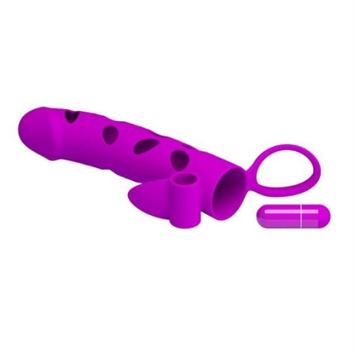 Насадка на член Pretty Love 6 Inch Vibrating Penis Sleeve Фиолетовая