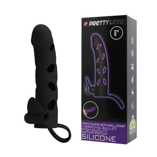 Насадка на член Pretty Love 6 Inch Vibrating Penis Sleeve Черная